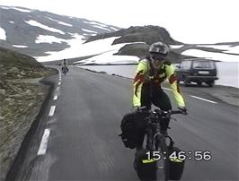 Julian at the icy top of the mountain, 1268m above sea level and 15 miles from Aurland